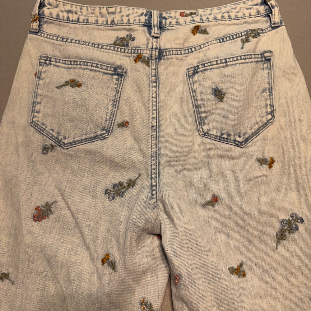 Driftwood Floral Embroidered Wide Leg Jeans Light Wash Blue Women Size 31 - Picture 9 of 15